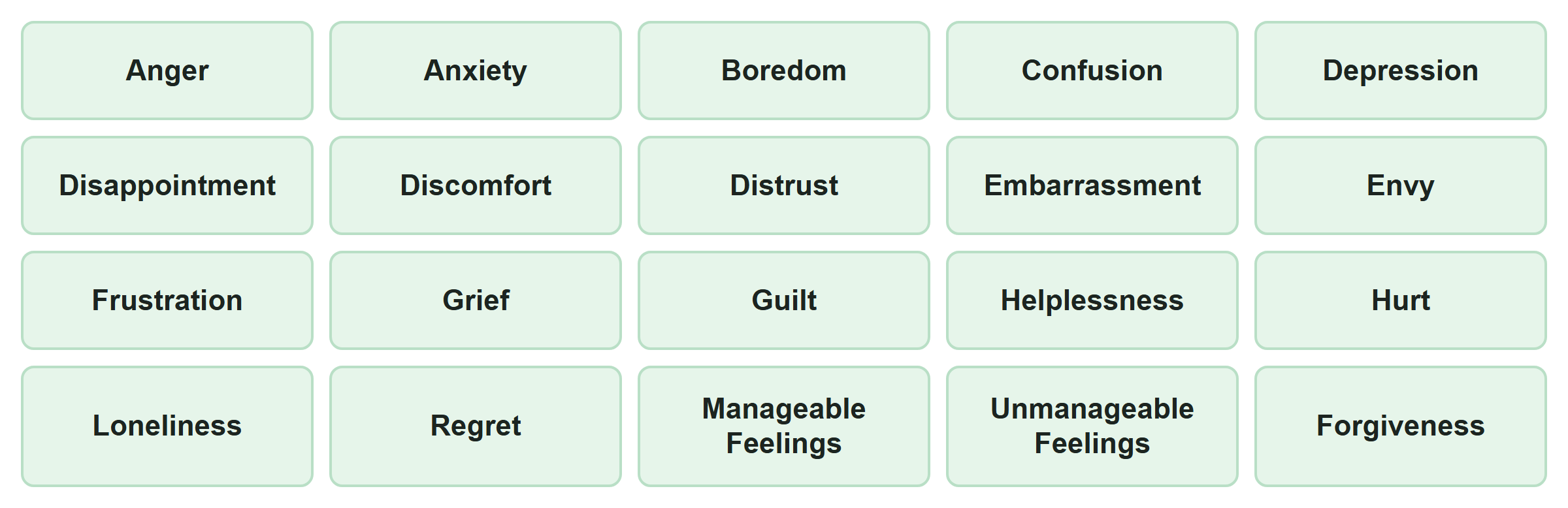 The 20 roadmaps in the Emotional Mastery App, from Anger and Anxiety to Loneliness and Forgiveness